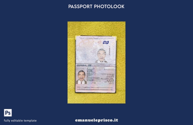 Passaporto spagnolo in stile verificato dal modello di aspetto fotografico